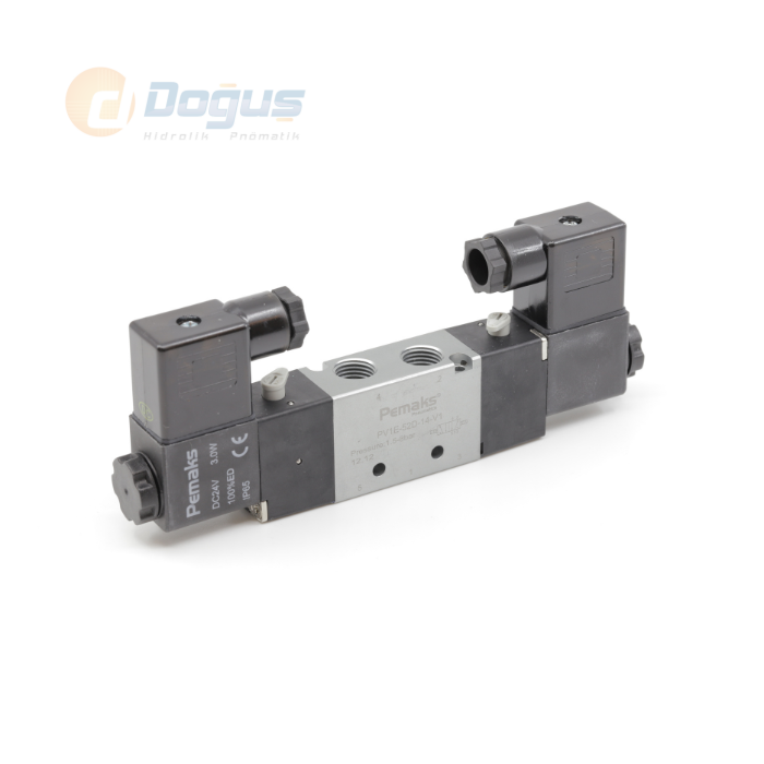 PV1 Serisi 5/3 220V AC Egzoz Merkezli Solenoid Valf