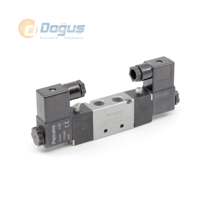PV1E 5/3 Kapalı Merkez Çift Bobin Solenoid Valf