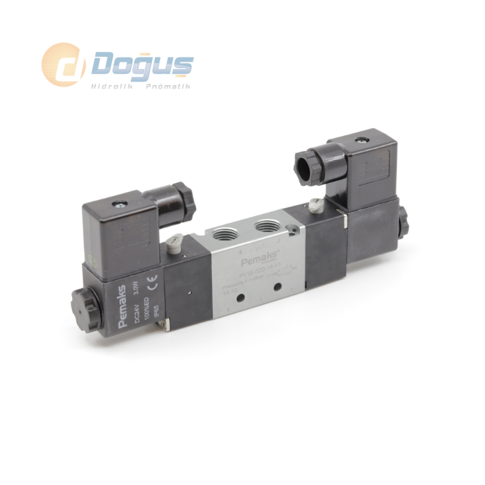 PV1 Serisi 5/2 220V AC Çift Bobinli Solenoid Valf