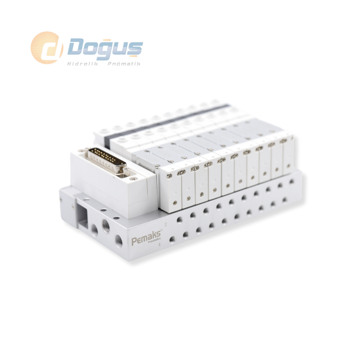 PV2 Serisi M5 5/2 Çift Bobinli Multipin Valf Adası