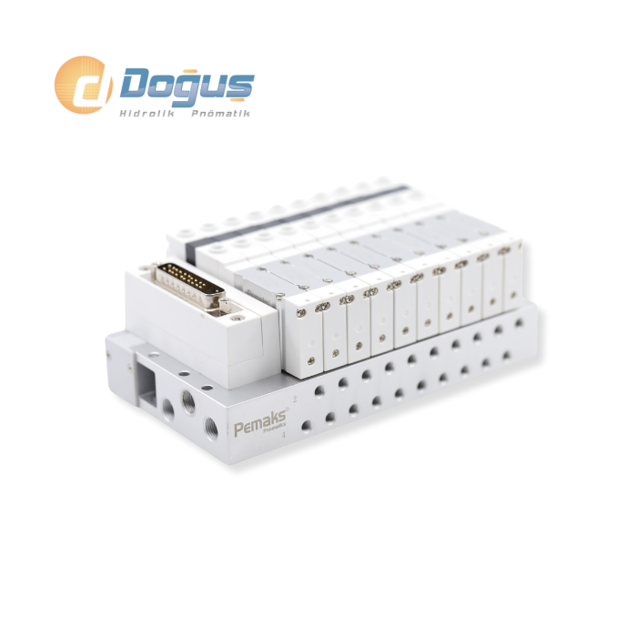 PV2T 1/8 - 5/2 Çift Bobinli Multipin Valf Adası