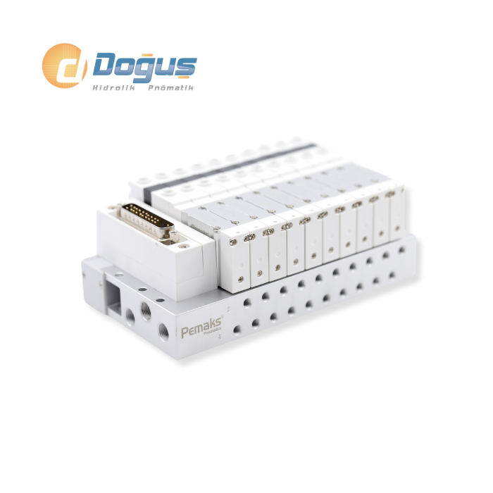PV2T 1/8 - 5/2 Çift Bobinli Multipin Valf Adası